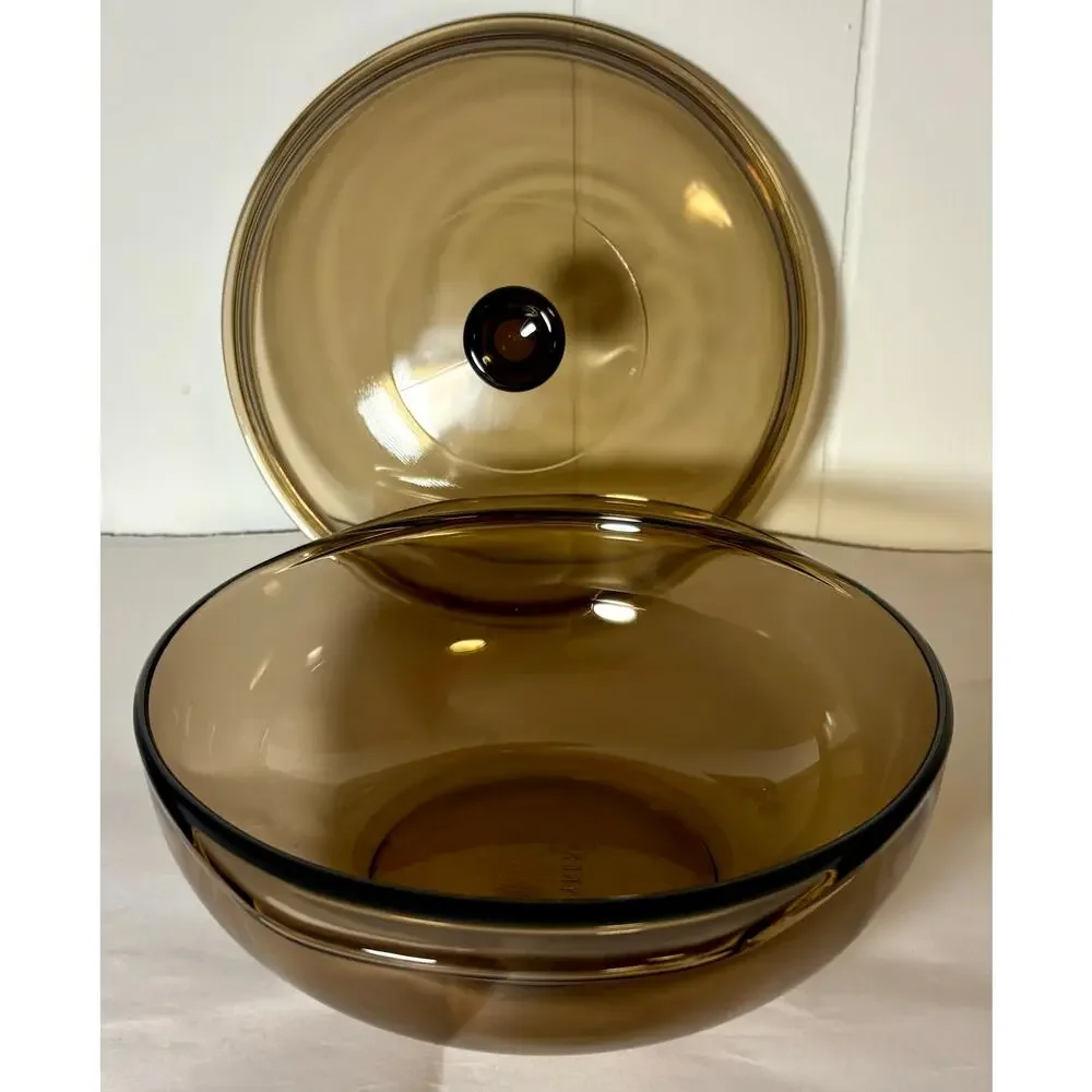 Vintage PYREX #024 AMBER Glass 2 Qt Casserole Dish, with PYREX Knob Lid, USA